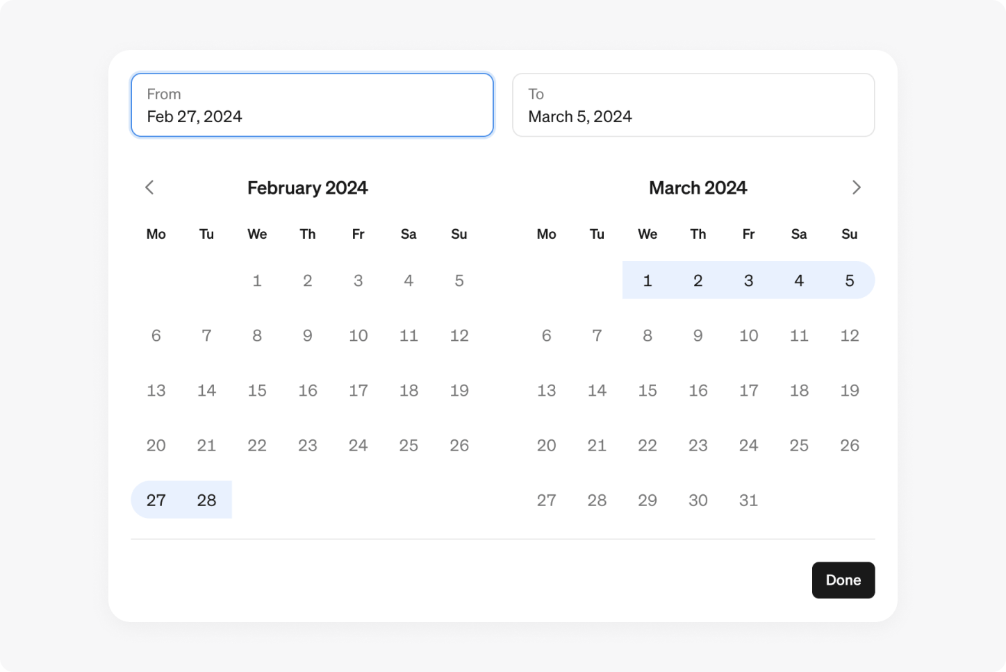 Custom date range