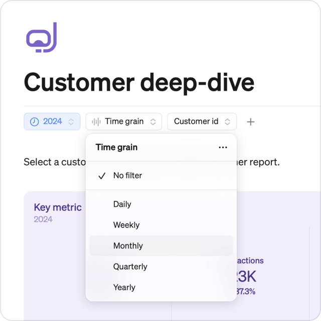 Filter reports by time grain